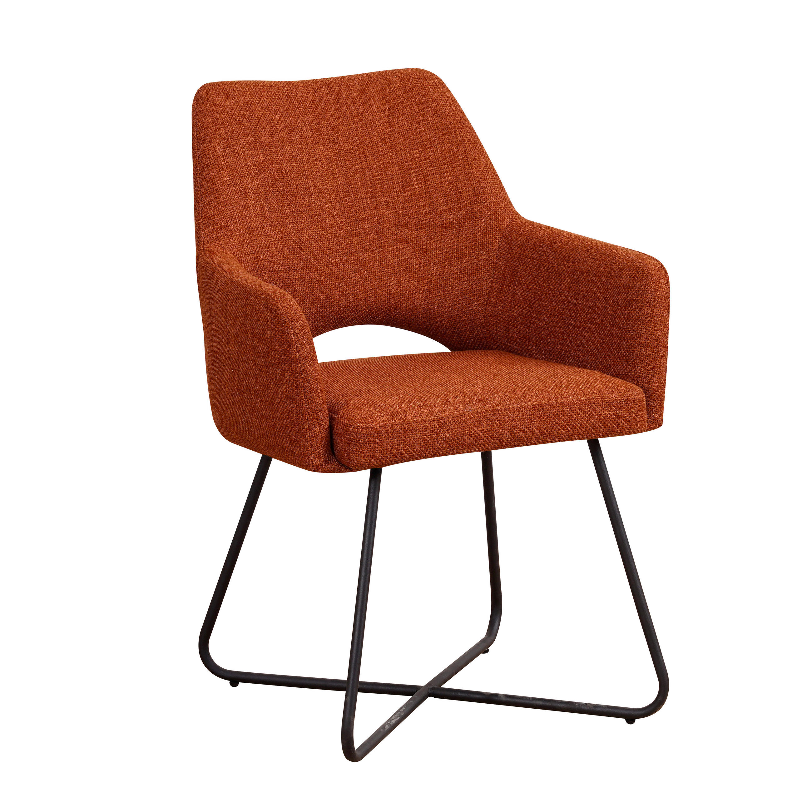 ŽIDLE S PODRUČKAMI, tkaná látka, oranžová - oranžová/černá, Moderní, kov/textil (60/88/63,5cm) - MID.YOU