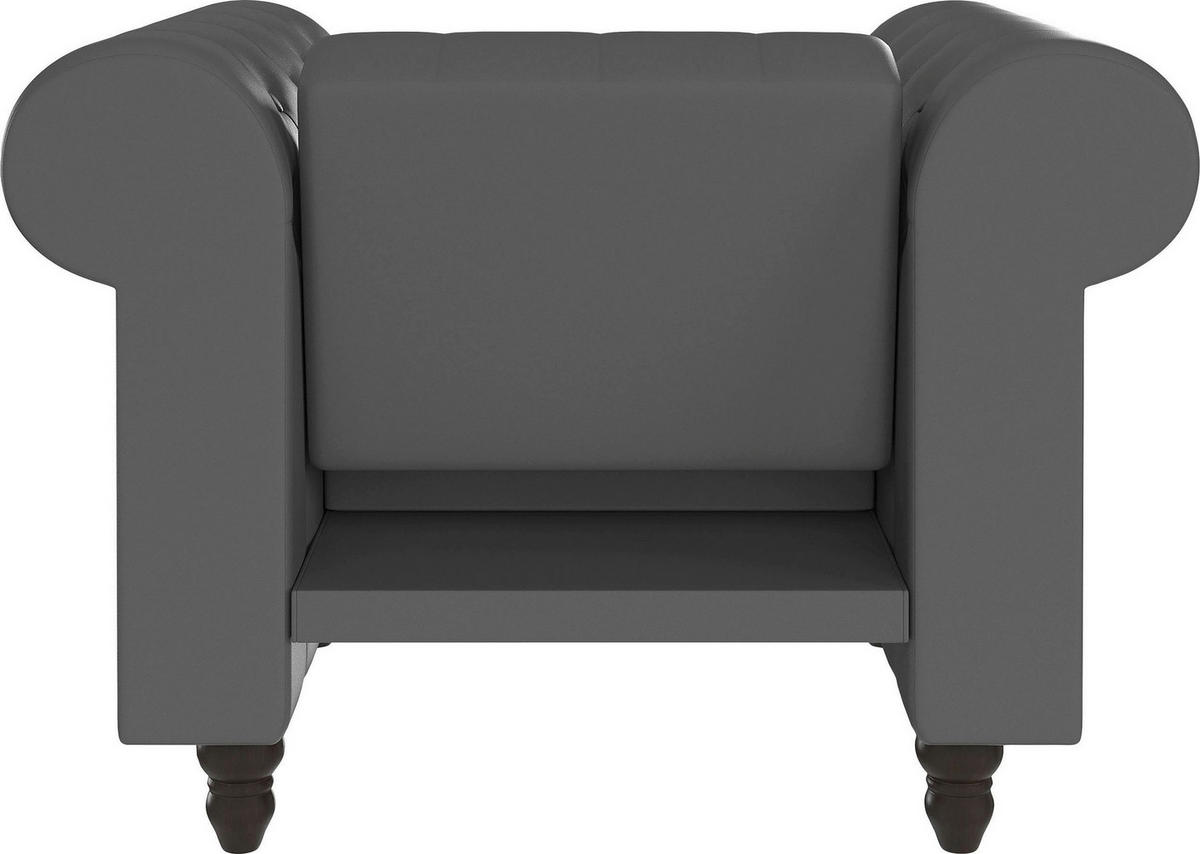 SESSEL in Lederlook Grau  - Schwarz/Grau, Basics, Holz/Textil (111/83/87cm) - Livetastic