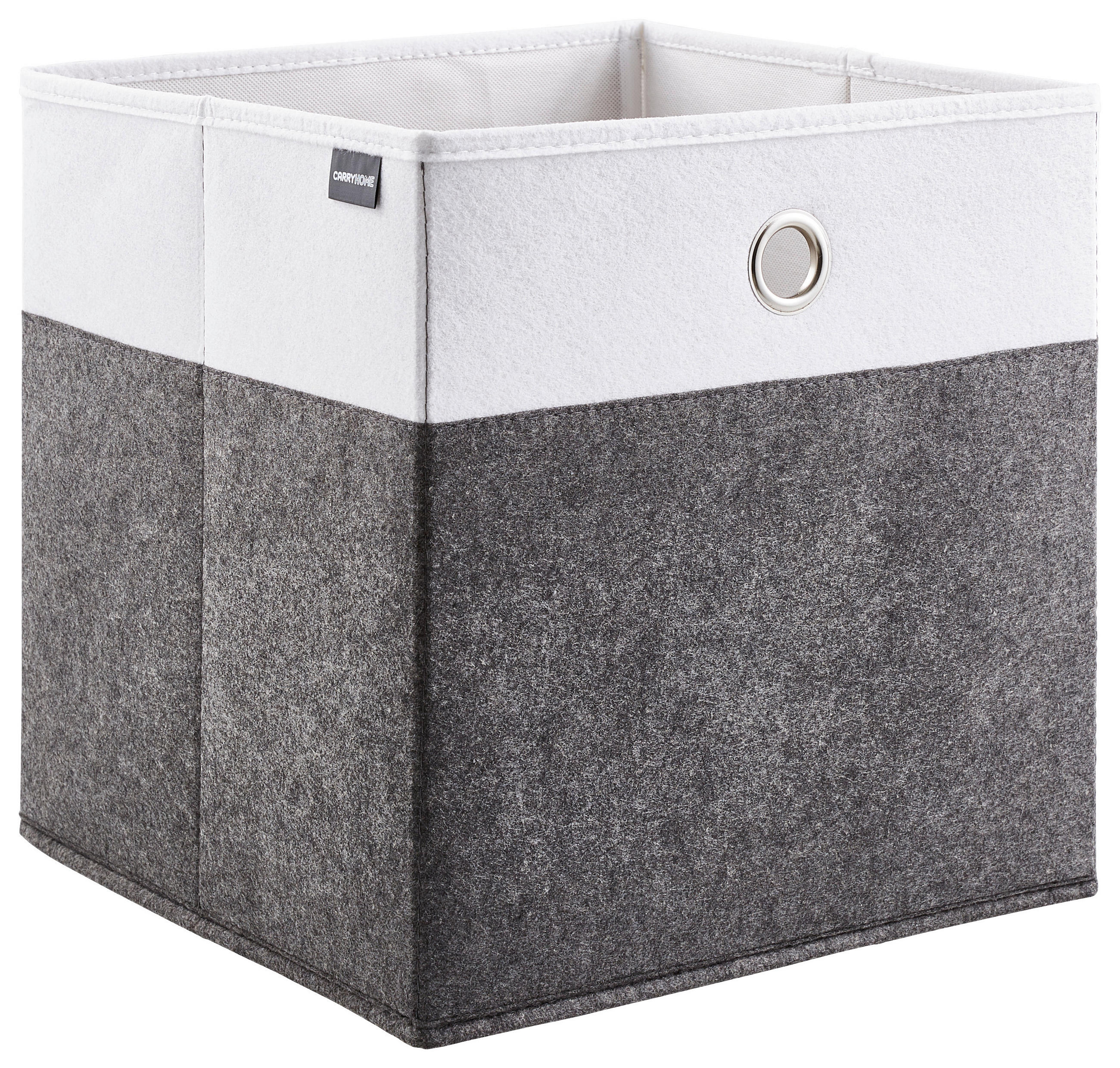 FALTBOX Metall, Textil, Karton Anthrazit, Weiß  - Anthrazit/Weiß, Design, Karton/Textil (32/32/32cm) - Carryhome