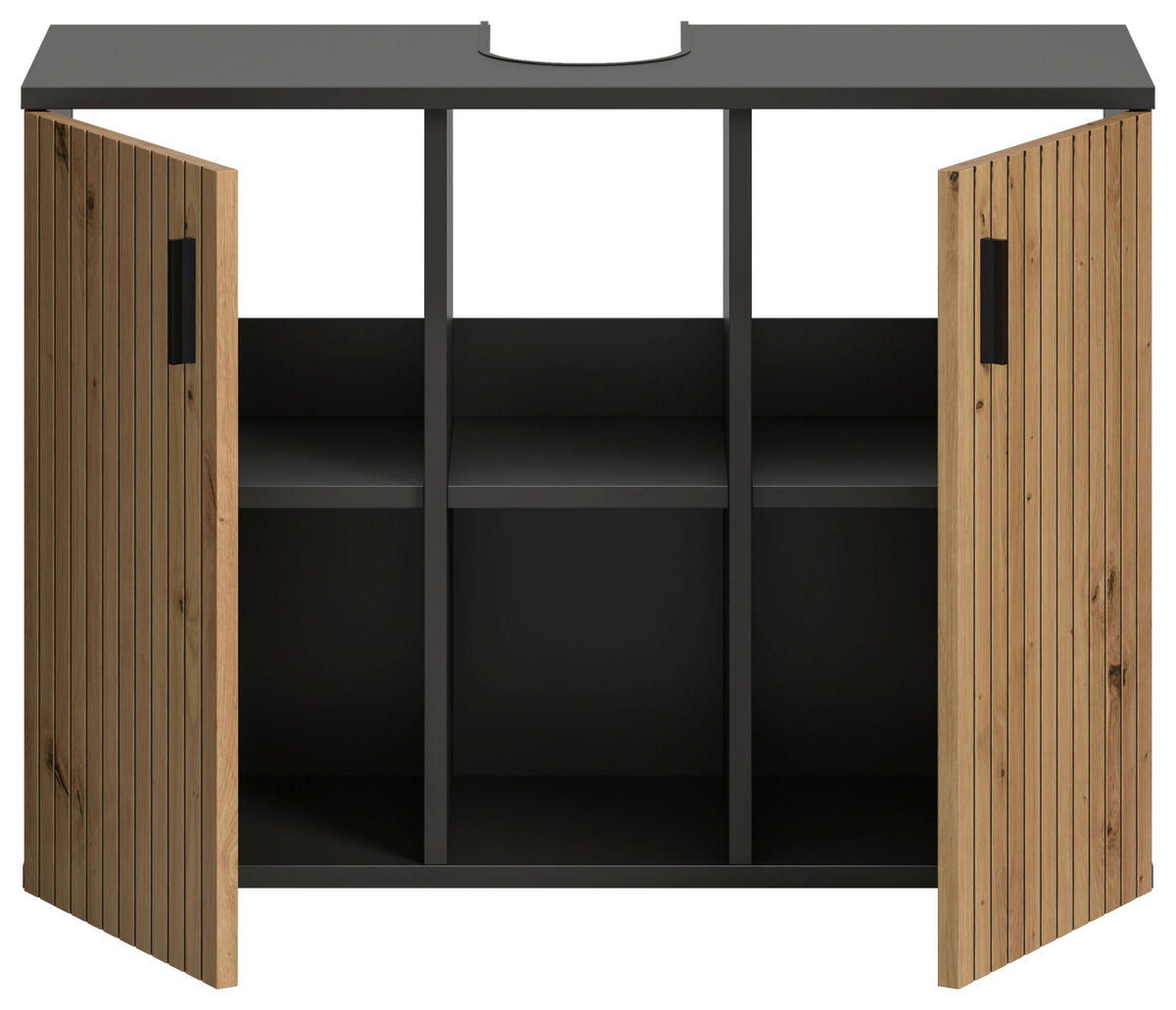 WASCHBECKENUNTERSCHRANK 80/59/30 cm  - Schwarz/Eiche Artisan, Basics, Holzwerkstoff/Kunststoff (80/59/30cm) - MID.YOU