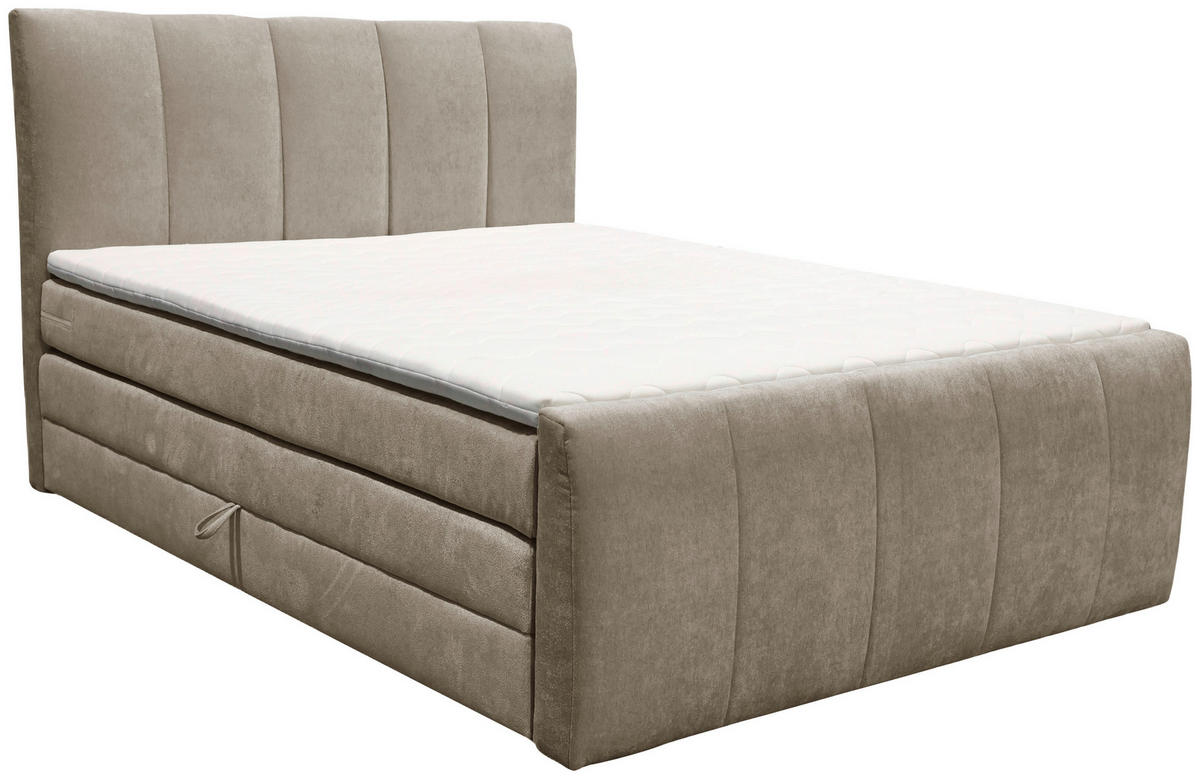 BOXSPRINGBETT 140/200 cm  in Schlammfarben  - Schlammfarben/Schwarz, Basics, Kunststoff/Textil (140/200cm) - Boxxx