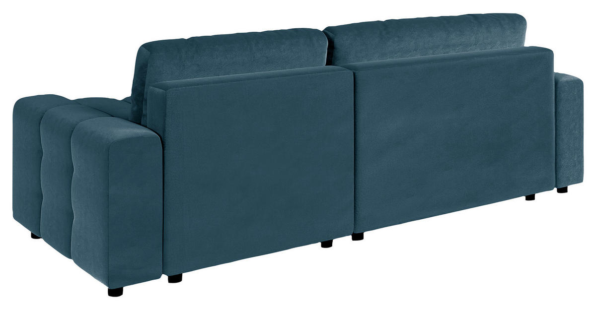 ECKSOFA Luki Dunkelblau Mikrofaser  - Schwarz/Dunkelblau, Design, Kunststoff/Textil (233/142cm) - Livetastic