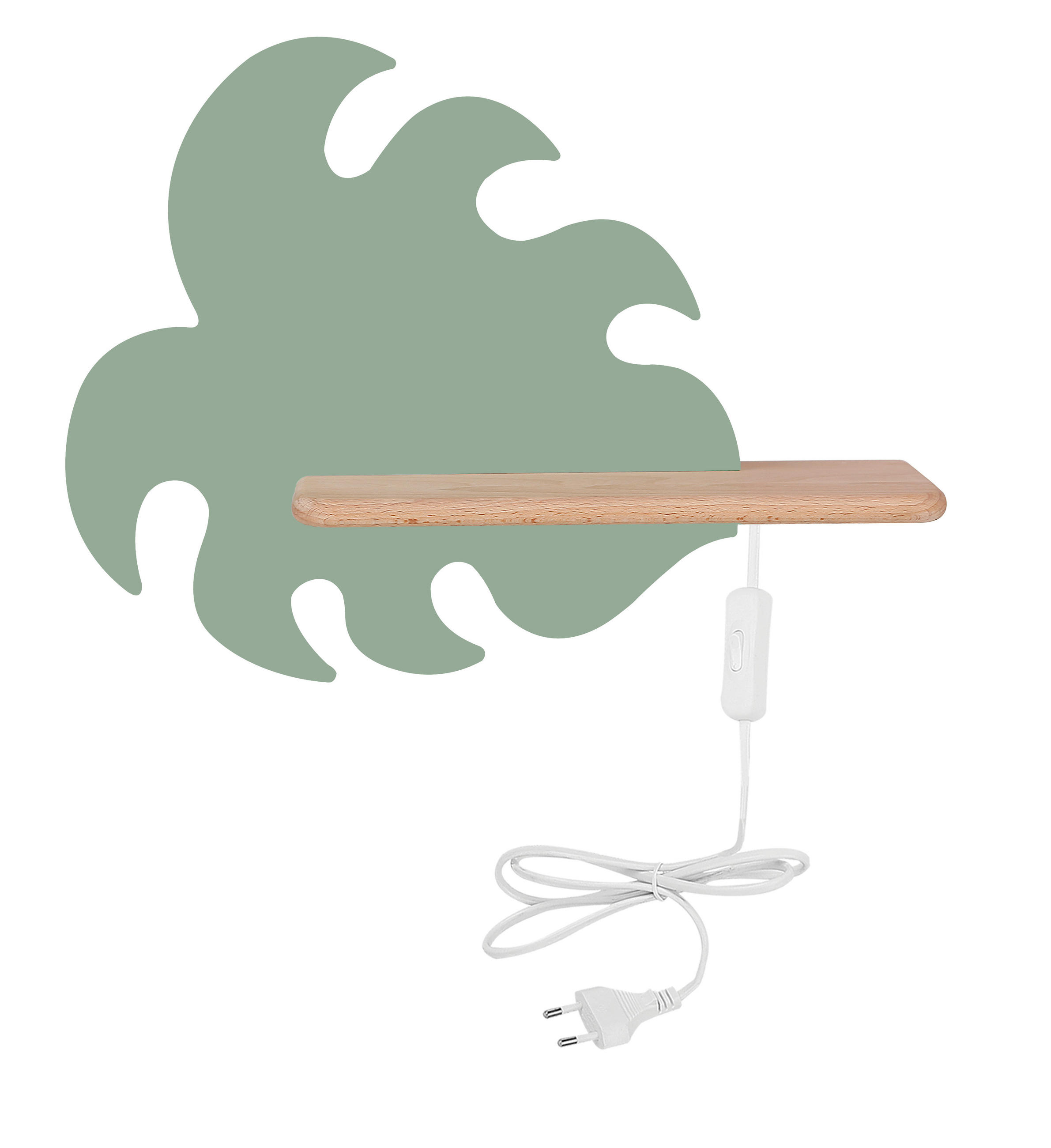 VÄGGLAMPA FÖR BARN Monstera 37/12/27 cm   - grön, Basics, metall/trämaterial (37/12/27cm)