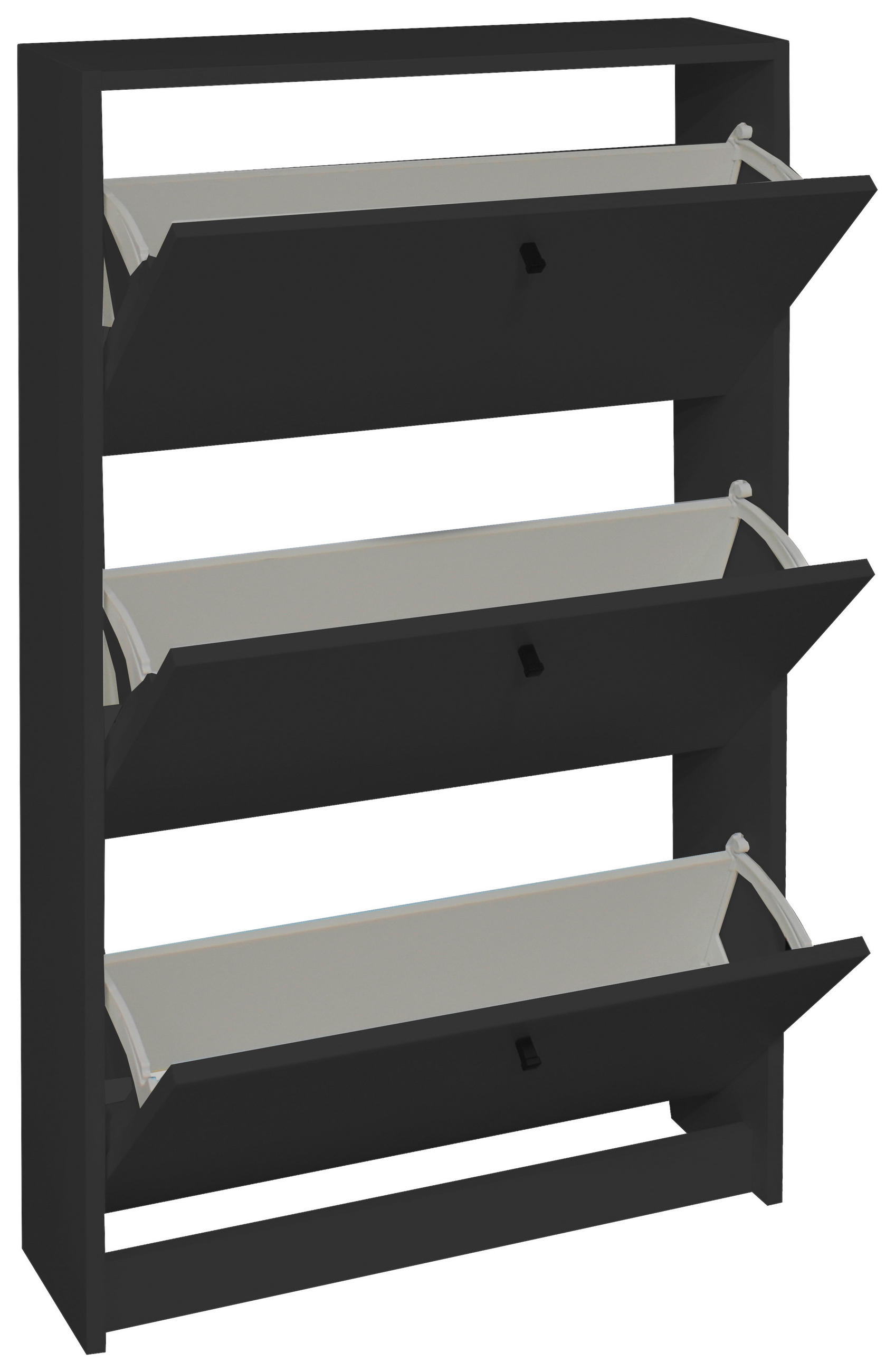 SCHUHKIPPER melaminharzbeschichtet, Mattlack Anthrazit - Anthrazit/Schwarz, Design, Holzwerkstoff/Metall (60/104/16cm) - Xora