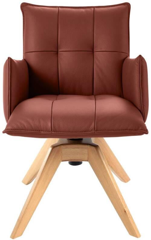 ARMLEHNSTUHL  in Echtleder pigmentiert  - Eichefarben/Terracotta, Design, Leder/Holz (86/57/65cm) - Valnatura