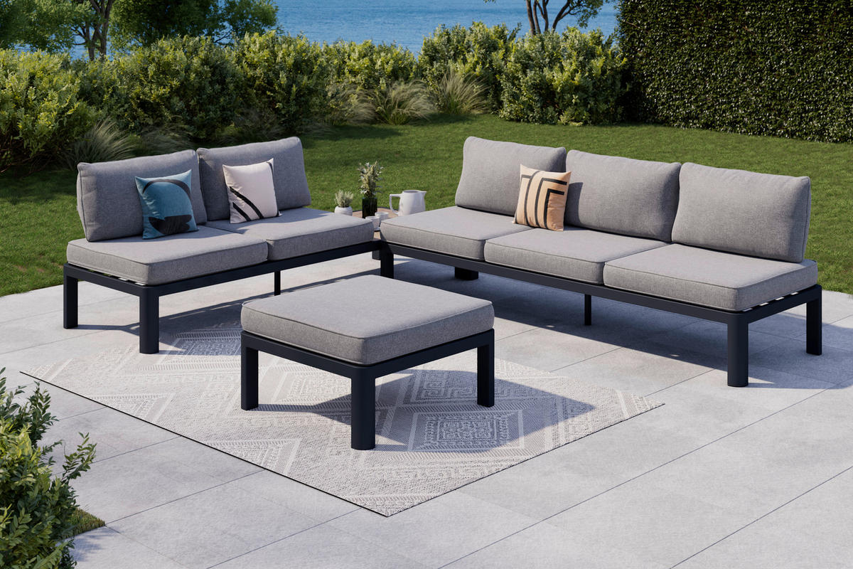 TERASOVÁ SEDACÍ SOUPRAVA kov, plast, textil - šedá/tmavě šedá, Design, kov/textil (300/222cm) - Ambia Garden