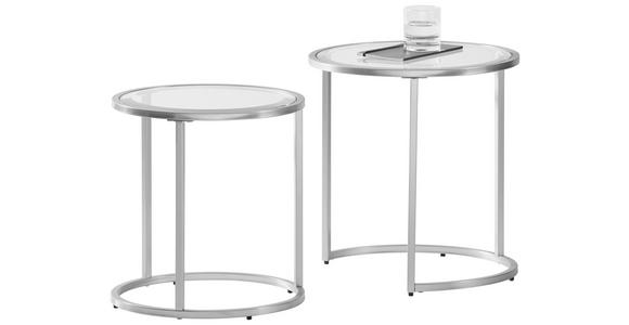 SATZTISCH 46/41/46/41/48/43 cm Silberfarben rund  - Silberfarben, Design, Glas/Metall (46/41/46/41/48/43cm) - Xora
