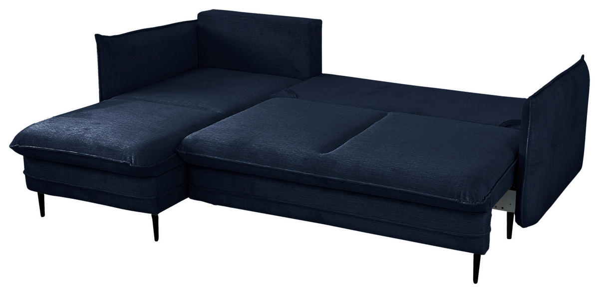 ECKSOFA in Flachgewebe Blau  170/235 cm  - Blau/Schwarz, Design, Holz/Kunststoff (170/235cm) - MID.YOU