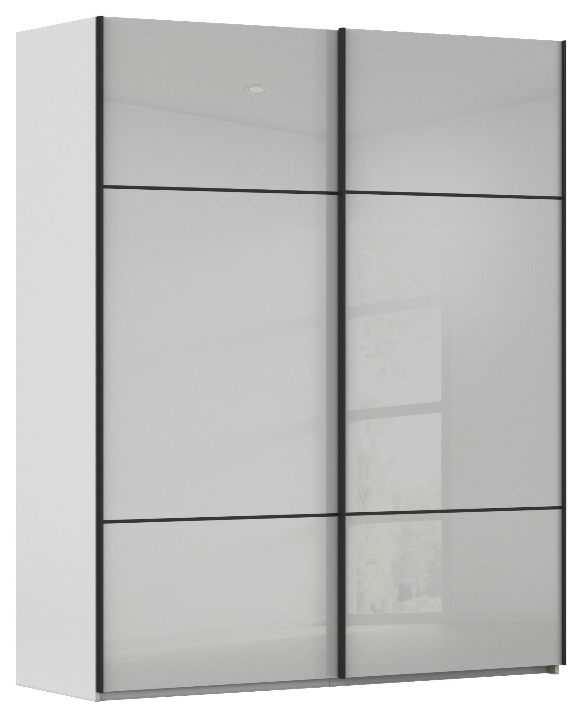 SCHWEBETÜRENSCHRANK Grau  - Schwarz/Grau, Konventionell, Glas/Holzwerkstoff (201/223/67cm) - Novel