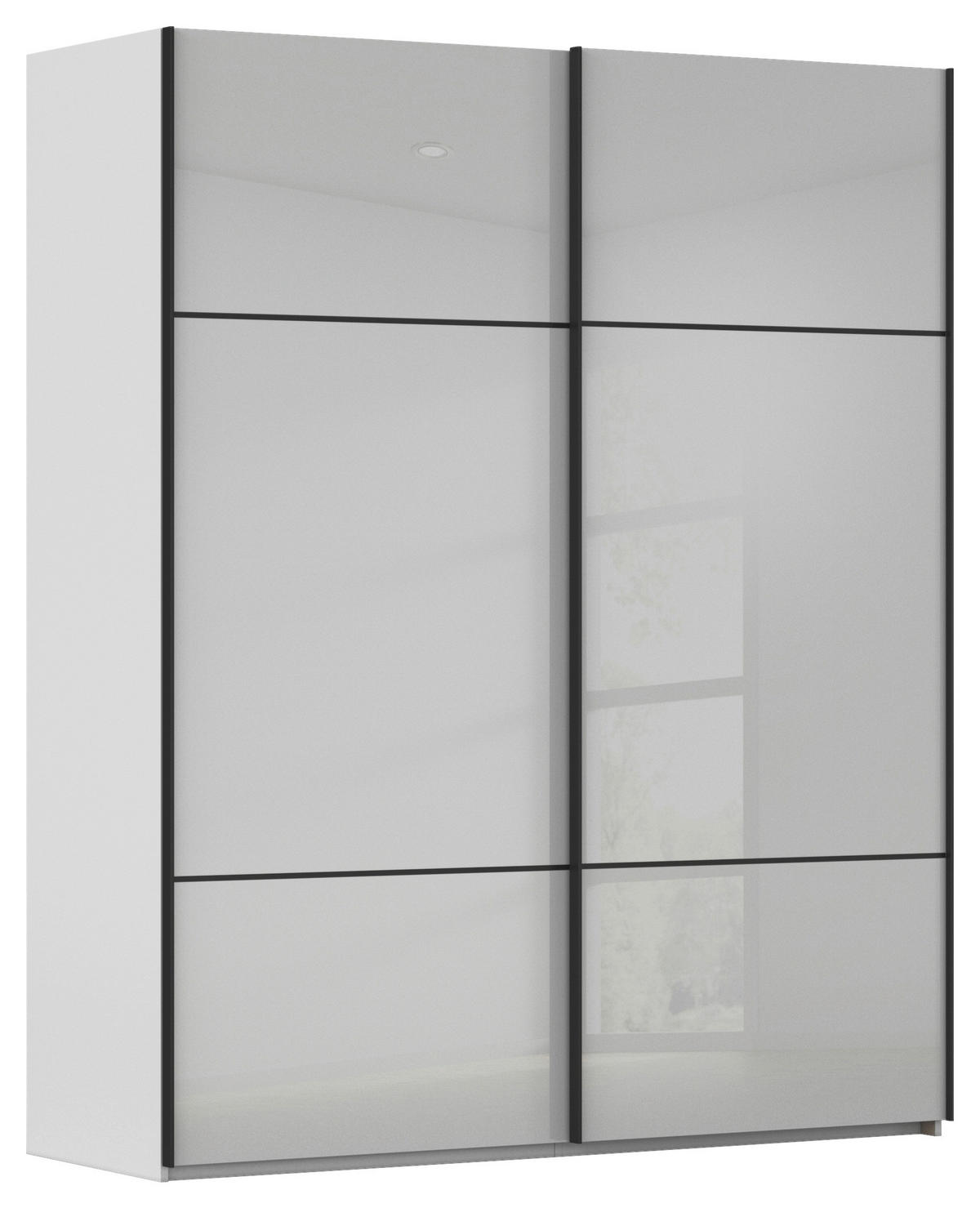 SCHWEBETÜRENSCHRANK 181/223/67 cm 2-türig Grau  - Schwarz/Grau, KONVENTIONELL, Glas/Holzwerkstoff (181/223/67cm) - Novel