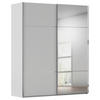 SCHWEBETÜRENSCHRANK in Grau  - Chromfarben/Grau, Konventionell, Glas/Holzwerkstoff (201/223/68cm) - Novel