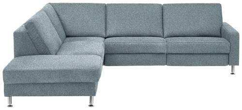 ECKSOFA in Mikrofaser Blau  - Blau/Alufarben, Design, Textil/Metall (242/275cm) - Dieter Knoll