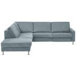 ECKSOFA in Mikrofaser Blau  242/275 cm  - Blau/Alufarben, Design, Textil/Metall (242/275cm) - Dieter Knoll