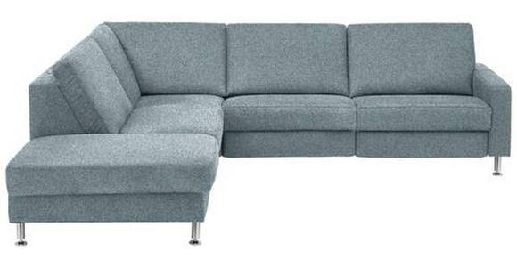 ECKSOFA in Mikrofaser Blau 242/275 cm - Blau/Alufarben, Design, Textil/Metall (242/275cm) - Dieter Knoll