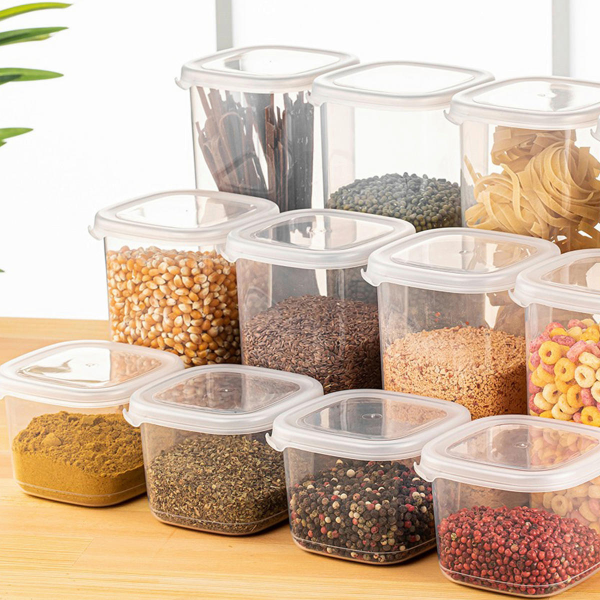 VORRATSDOSENSET 12-teilig  - Transparent/Weiß, Basics, Kunststoff (10/10/9,5cm) - P & B