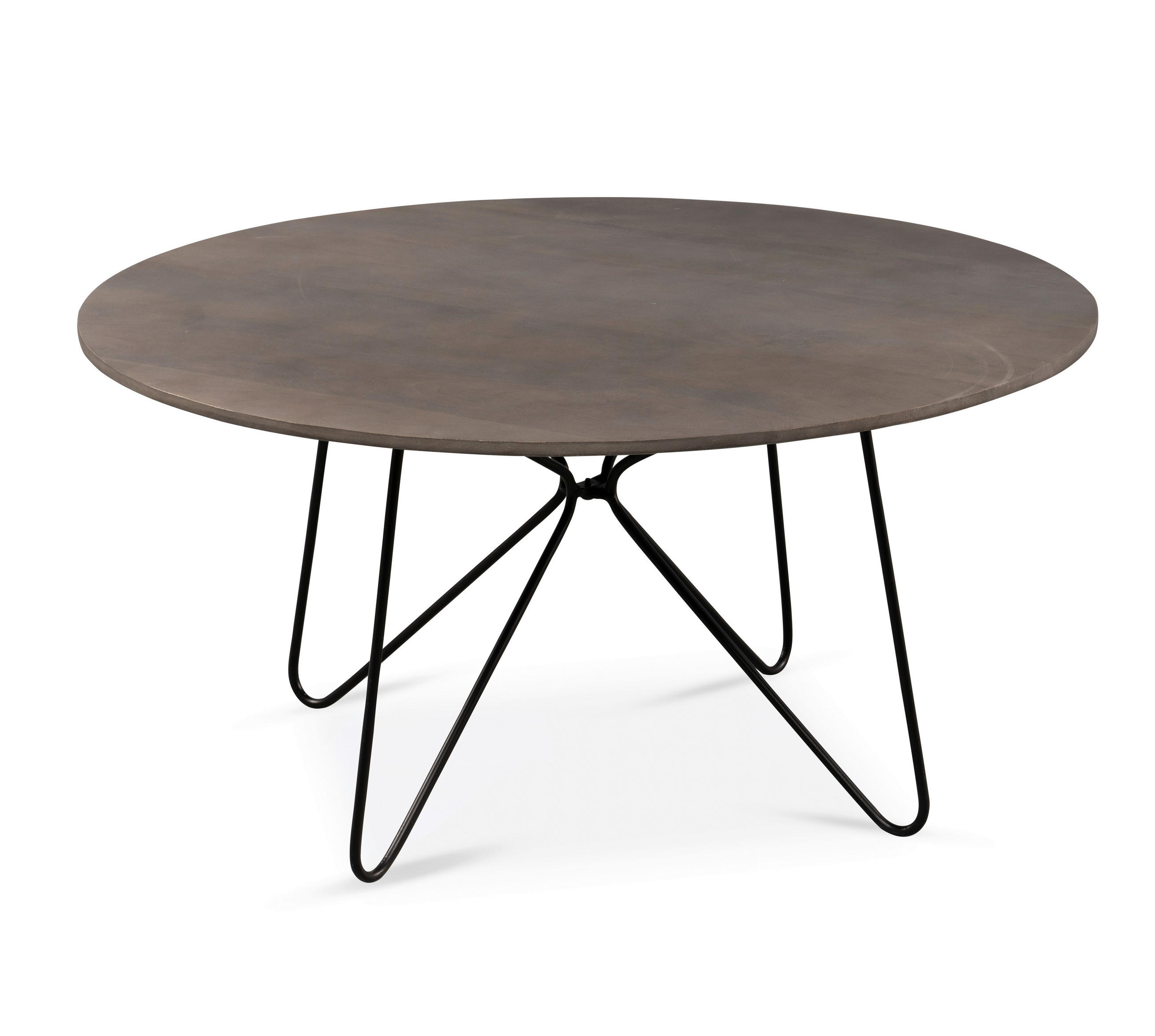 COUCHTISCH Mangoholz massiv 90/90/45 cm rund Schwarz, Silberfarben  - Silberfarben/Schwarz, Trend, Holz/Metall (90/90/45cm) - Boxxx