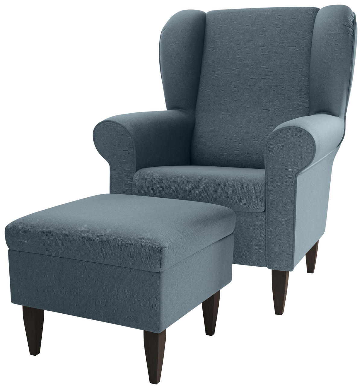 SESSELSET Struktur Blau  - Wengefarben/Blau, Konventionell, Holz/Textil (80/102/86cm) - Livetastic