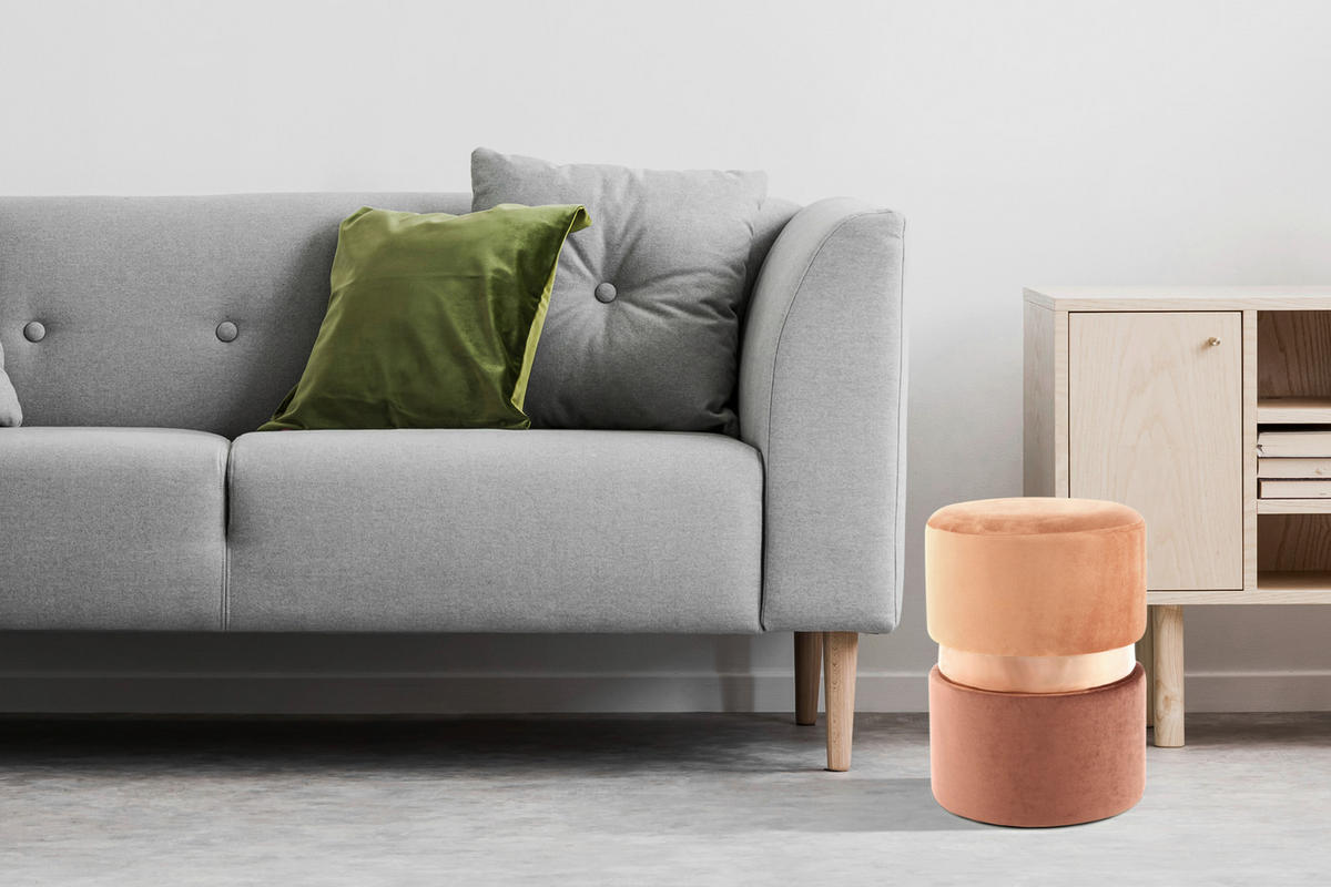 TABURETKA, drevo, kov, textil, kompozitné drevo, 35/46/35 cm - medená/terakota, Basics, kov/drevo (35/46/35cm)