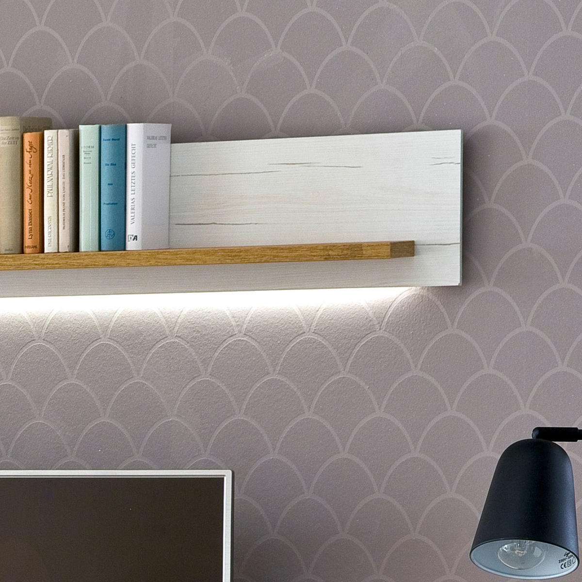 HYLLKOMBINATION  i ekfärgad, pinjefärg  297/205/50 cm  - grafitfärgad/svart, Design, metall/trämaterial (297/205/50cm) - MID.YOU