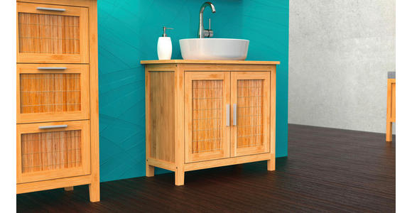 WASCHBECKENUNTERSCHRANK 67,0/60,0/28,0 cm - Silberfarben/Braun, Natur, Holz/Metall (67,0/60,0/28,0cm) - Carryhome