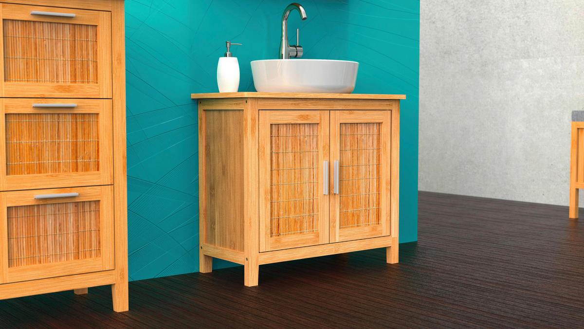 WASCHBECKENUNTERSCHRANK 67,0/60,0/28,0 cm  - Silberfarben/Braun, Natur, Holz/Metall (67,0/60,0/28,0cm) - Carryhome