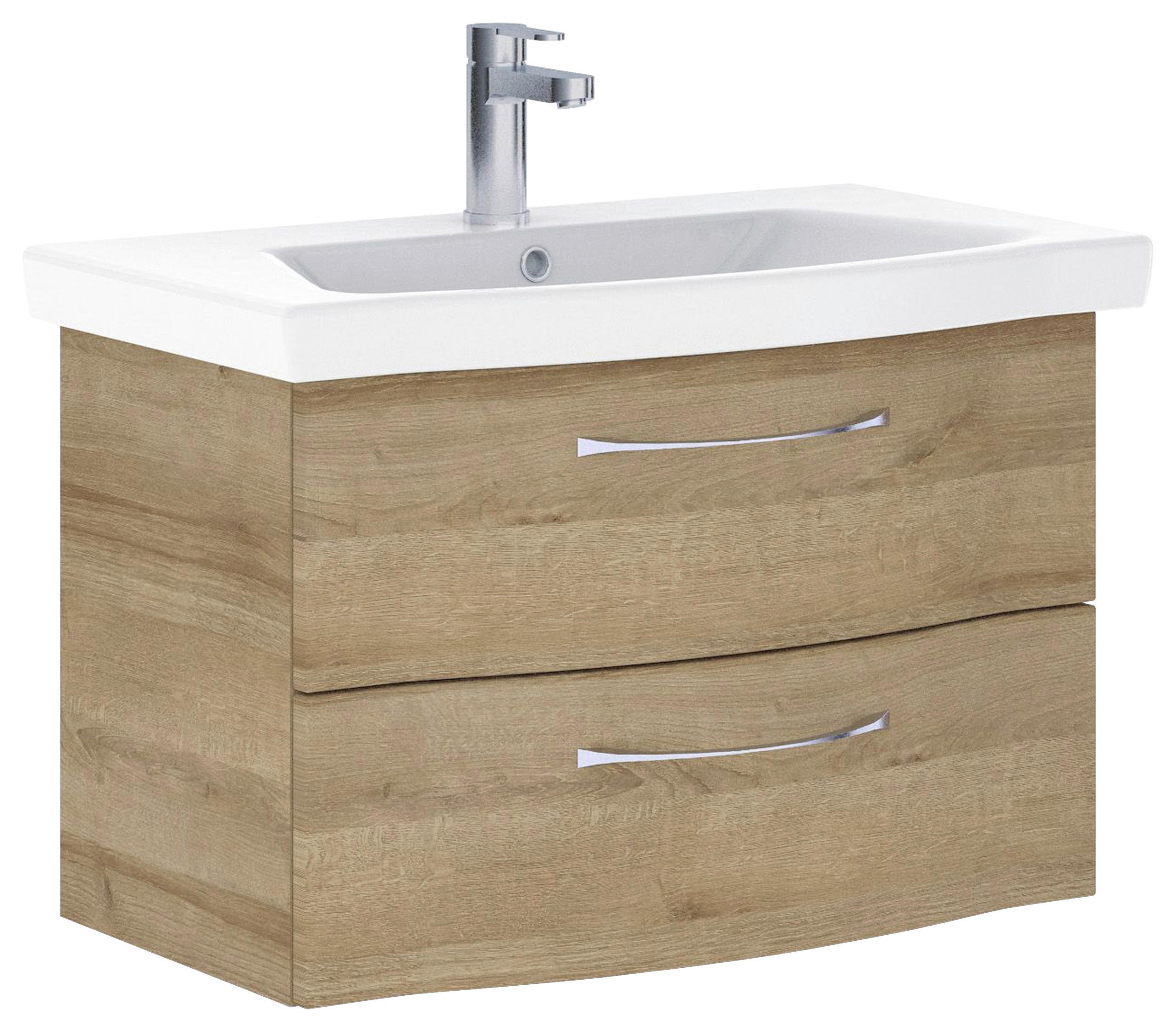 WASCHTISCHKOMBI 82 cm - Chromfarben/Eichefarben, KONVENTIONELL, Keramik/Holzwerkstoff (82cm) - Pelipal