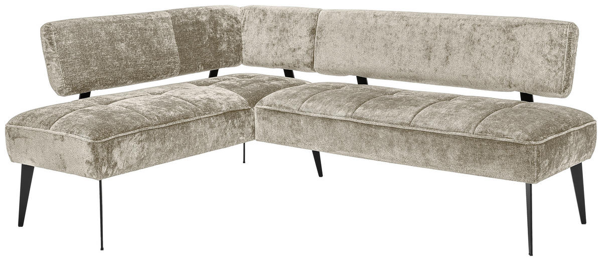 ECKBANK 162/212 cm Webstoff Taupe Metall   - Taupe/Schwarz, MODERN, Textil/Metall (162/212cm) - Welnova