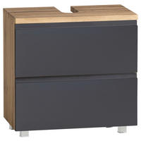 WASCHBECKENUNTERSCHRANK 60/56/35 cm  - Eiche Wotan/Grau, Modern, Holzwerkstoff (60/56/35cm) - Held