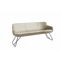 SITZBANK 180/87/65 cm Echtleder Sandfarben Metall  - Sandfarben/Schwarz, Design, Leder/Metall (180/87/65cm) - Musterring