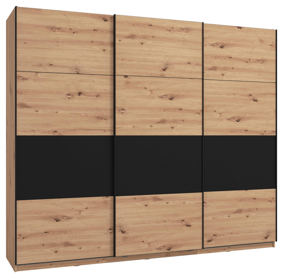 SKRIŇA S POS. DVER. – HOR.VED, čierna, dub artisan, 262,5/224/65,5 cm - čierna/dub artisan, Basics, kov/kompozitné drevo (262,5/224/65,5cm) - Xora