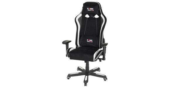 GAMINGSTUHL in Lederlook, Mikrofaser Schwarz, Weiß - Schwarz/Weiß, Design, Kunststoff/Textil (72/128-138/72cm) - Xora