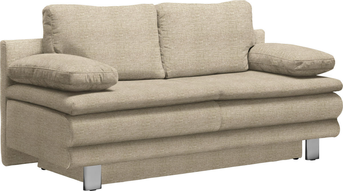 SCHLAFSOFA in Webstoff Beige  - Chromfarben/Beige, Design, Textil/Metall (194/96/86cm) - Novel