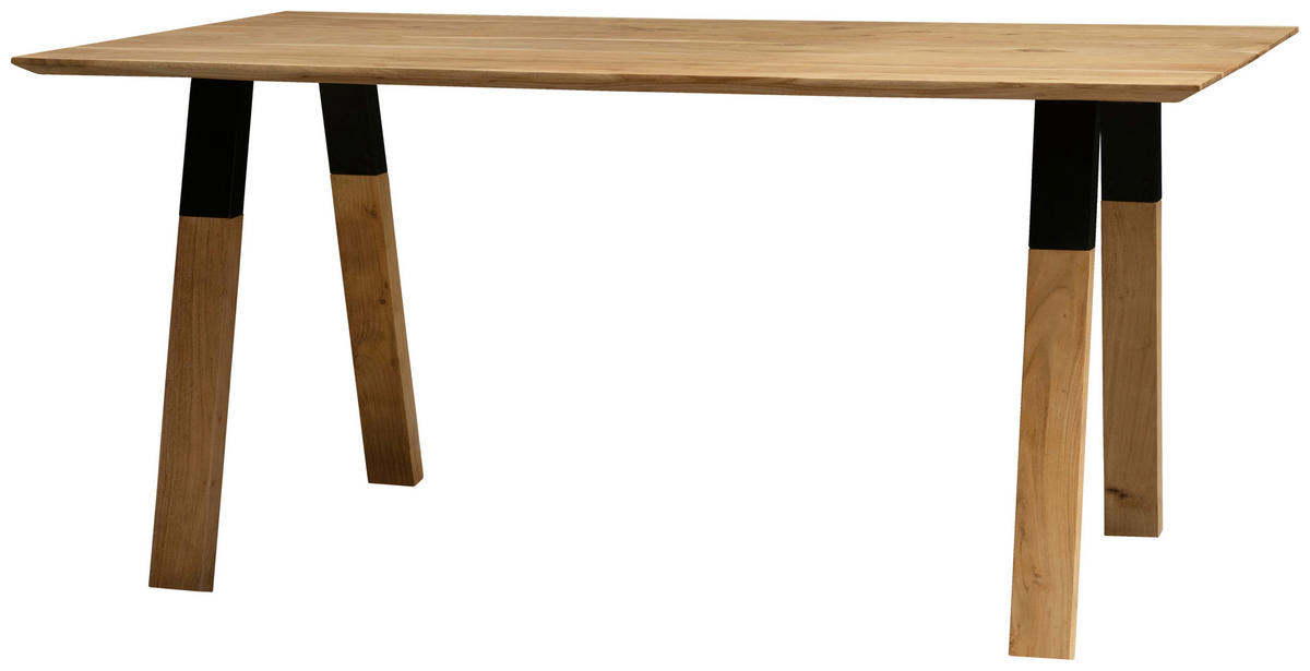 ESSTISCH in Holz, Metall 160/76/90 cm  - Schwarz/Naturfarben, MODERN, Holz/Metall (160/76/90cm) - Livetastic