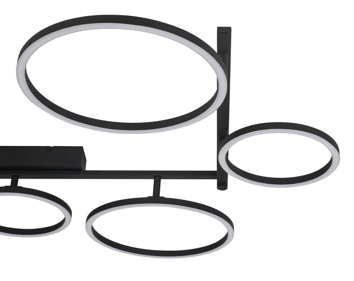 LED-DECKENLEUCHTE 118/127/12 cm  - Schwarz, Design, Kunststoff/Metall (118/127/12cm) - Novel
