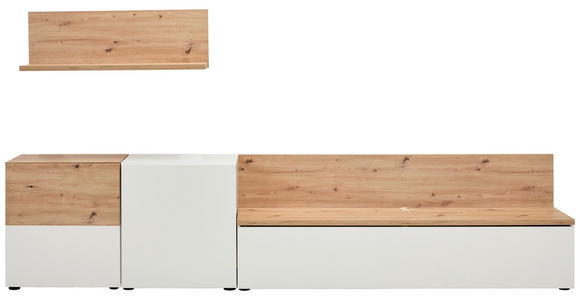 WOHNWAND 4-teilig  in Weiß, Eiche Artisan  295/65/42 cm  - Schwarz/Weiß, MODERN, Holzwerkstoff/Kunststoff (295/65/42cm) - Carryhome