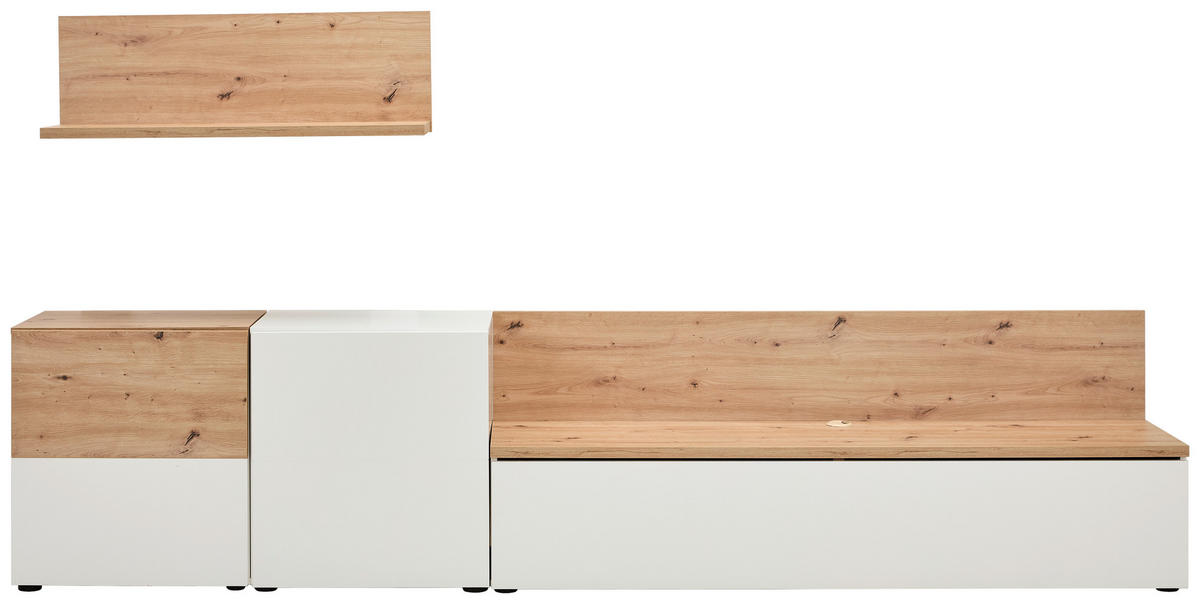 WOHNWAND 4-teilig  in Weiß, Eiche Artisan  295/65/42 cm  - Schwarz/Weiß, MODERN, Holzwerkstoff/Kunststoff (295/65/42cm) - Carryhome