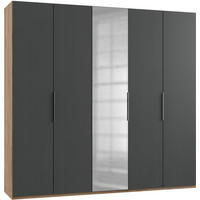 DREHTÜRENSCHRANK in Graphitfarben, Eichefarben  - Chromfarben/Eichefarben, Modern, Holzwerkstoff (250/236/58cm) - MID.YOU
