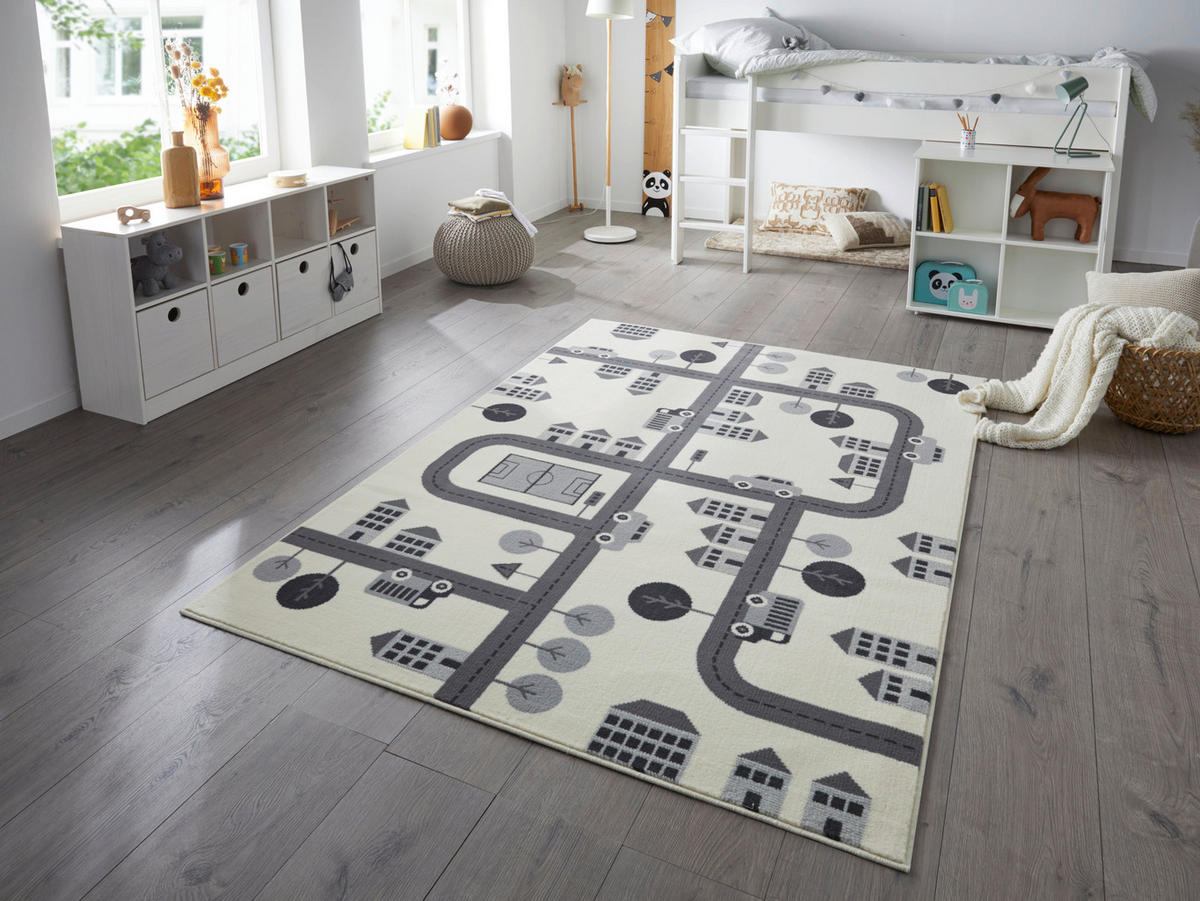 SPIELTEPPICH 80/150 cm Adventures  - Creme/Grau, Design, Kunststoff/Textil (80/150cm) - Hanse Home