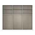 SCHWEBETÜRENSCHRANK 270/223/68 cm 3-türig Eichefarben, Chromfarben, Hellgrau  - Chromfarben/Eichefarben, Design, Glas/Holz (270/223/68cm) - Novel