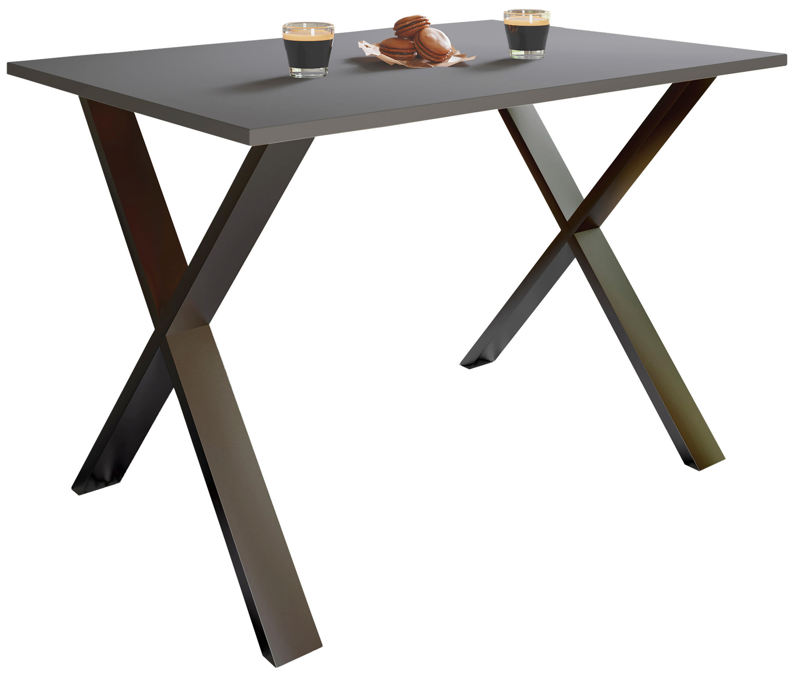 Masă din metal, material pe bază de lemn, 110/80/76 cm,