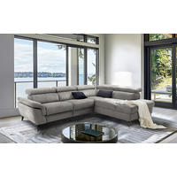 ECKSOFA SONO in Lederlook Anthrazit Bettkasten, Armteilverstellung, Kopfteilverstellung  265/210 cm  - Anthrazit/Schwarz, Design, Textil/Metall (265/210cm) - Livetastic