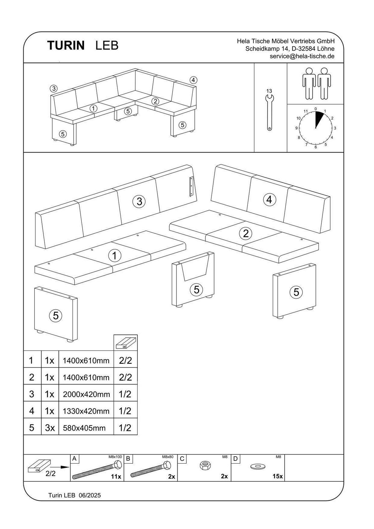 ECKBANK 200/92 cm Webstoff Schlammfarben Schichtholz   - Schlammfarben, MODERN, Holz/Textil (200/92cm) - MID.YOU