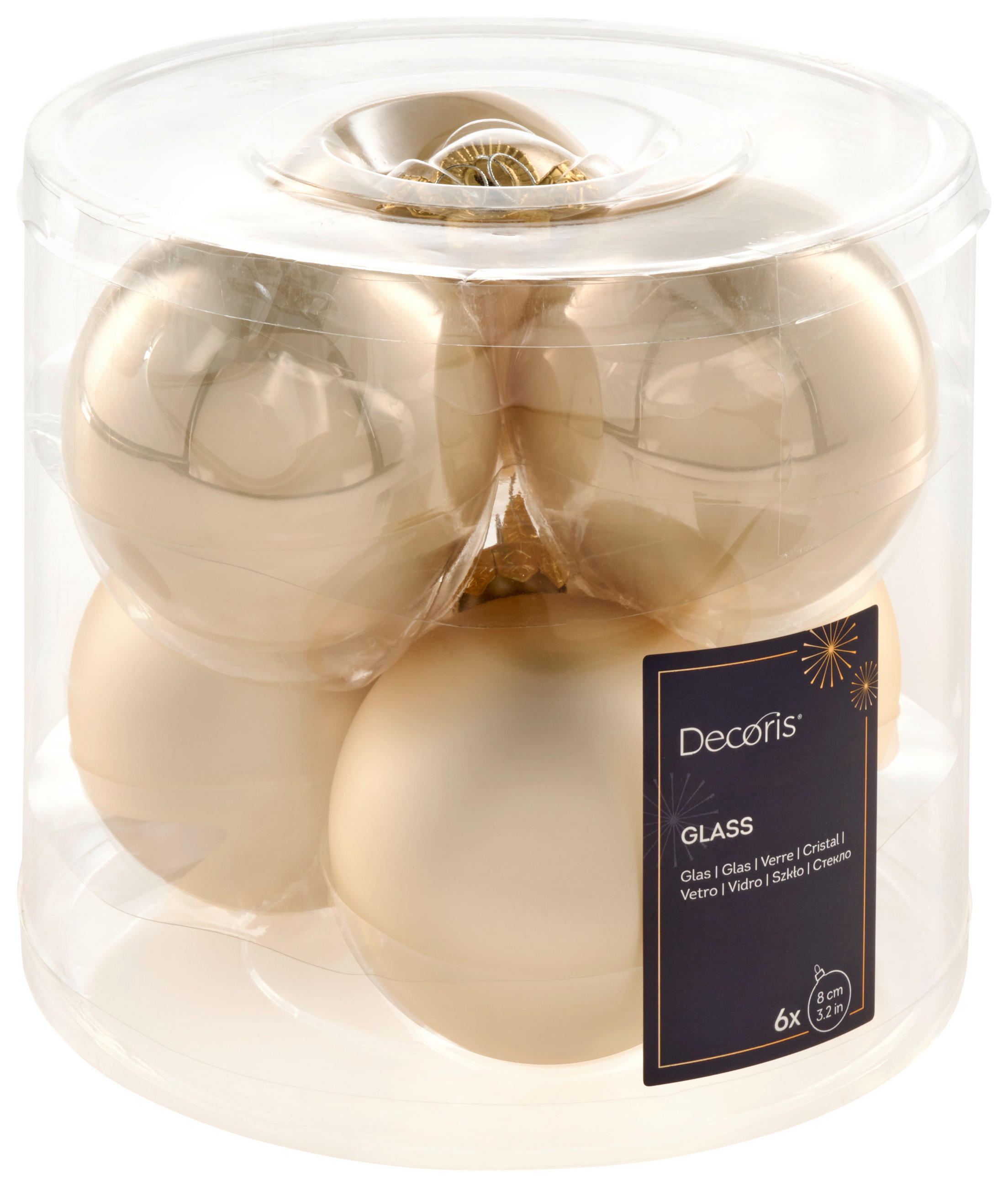 CHRISTBAUMKUGEL-SET 8 cm 6-teilig  - Perlmutt, KONVENTIONELL, Glas (8cm)