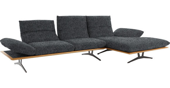 ECKSOFA in Flachgewebe Dunkelgrau  - Dunkelgrau/Schwarz, Design, Holz/Textil (314/159cm) - Dieter Knoll