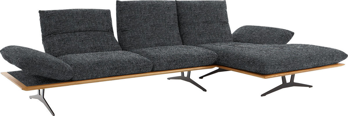 ECKSOFA in Flachgewebe Dunkelgrau  - Dunkelgrau/Schwarz, Design, Holz/Textil (314/159cm) - Dieter Knoll