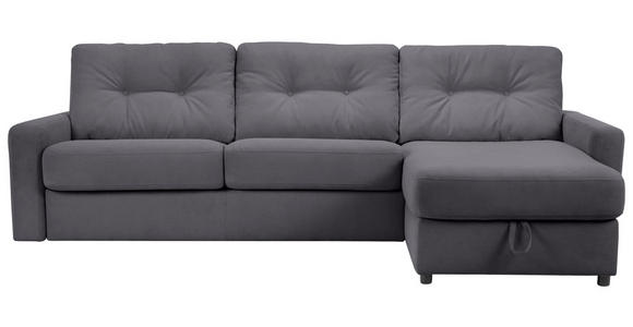ECKSOFA Dunkelgrau Webstoff - Dunkelgrau/Schwarz, KONVENTIONELL, Kunststoff/Textil (270/160cm) - Carryhome
