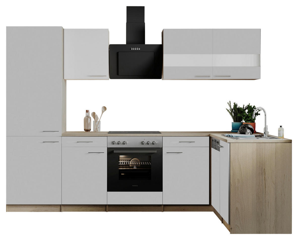 HÖRNKÖK 280/172 cm  i vit  - stålfärgad/vit, Basics, metall/trämaterial (280/172cm) - Respekta