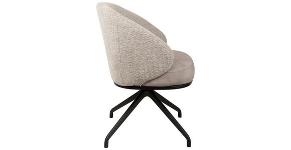 ARMLEHNSTUHL  Typenauswahl, Sitzfläche 360° drehbar, automatische Rückholfunktion Chenille, Flanell  - Taupe/Schwarz, Design, Textil/Metall (67/83/63cm) - Novel