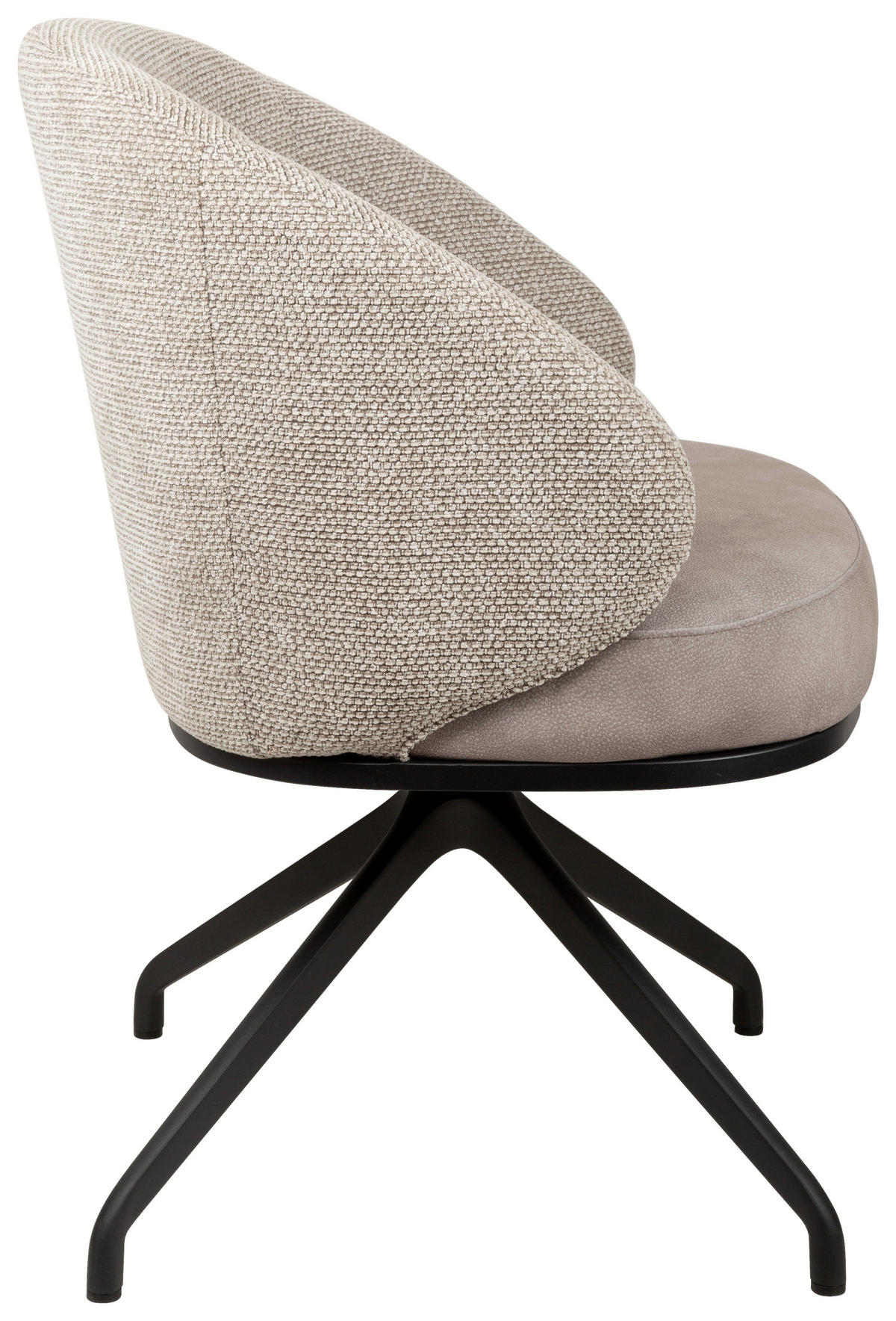 ARMLEHNSTUHL  Typenauswahl, Sitzfläche 360° drehbar, automatische Rückholfunktion Chenille, Flanell  - Taupe/Schwarz, Design, Textil/Metall (67/83/63cm) - Novel