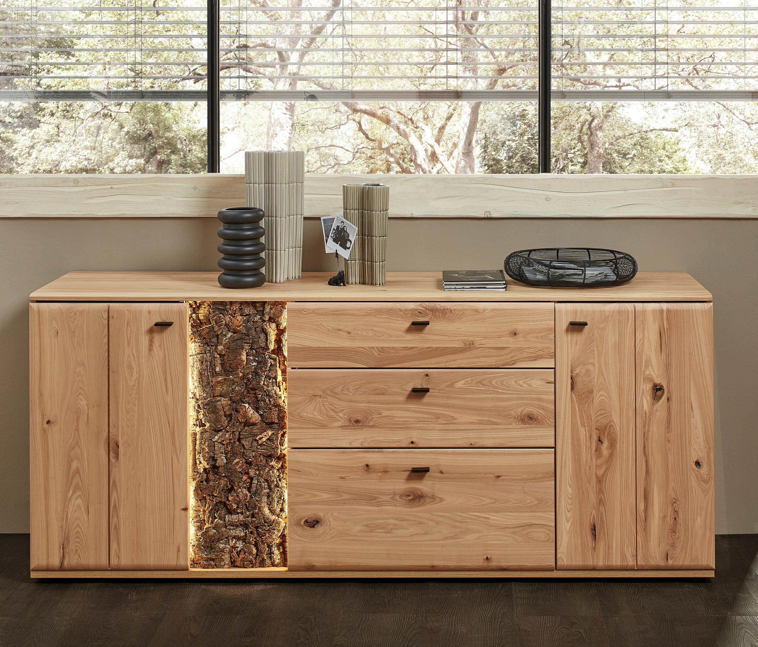 SIDEBOARD Eschefarben, Eiche Artisan  175/83/50 cm  - Anthrazit/Eschefarben, Natur, Holz/Holzwerkstoff (175/83/50cm) - Linea Natura